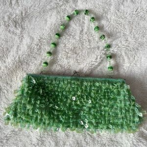 Mido Collection beaded seafoam green, celadon, jade colored bag